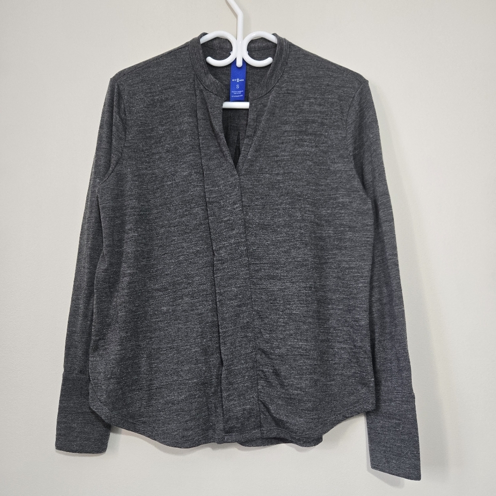 Kit and Ace Women’s Merino Wool Blend Blouse Gray Size S